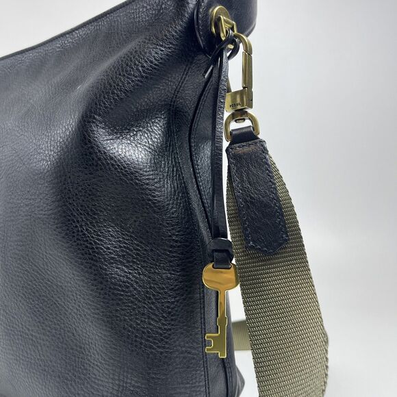 Fossil Maya Hobo Bag Black Leather Crossbody Shoulder Purse Women's - Picture 7 of 12